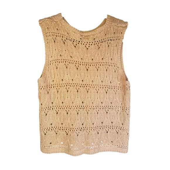 2/$30 MOD Vintage-Inspired Large Beige Crochet Knit Top Acrylic Wool Blend NWOT - Picture 7 of 12